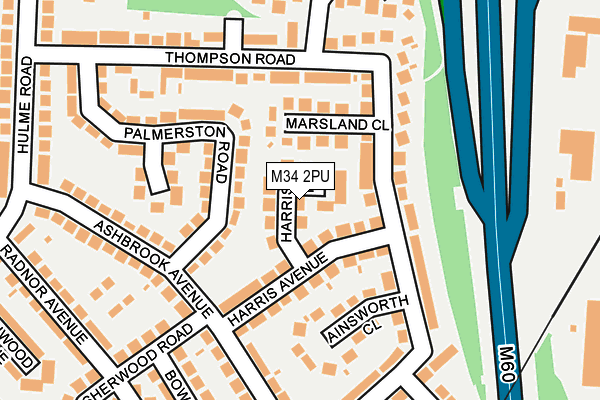 M34 2PU map - OS OpenMap – Local (Ordnance Survey)