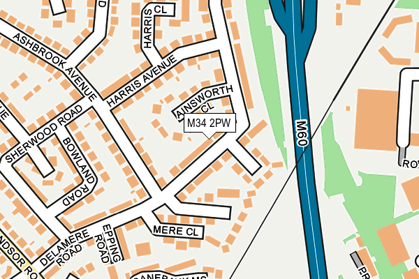 M34 2PW map - OS OpenMap – Local (Ordnance Survey)
