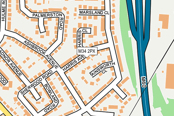 M34 2PX map - OS OpenMap – Local (Ordnance Survey)