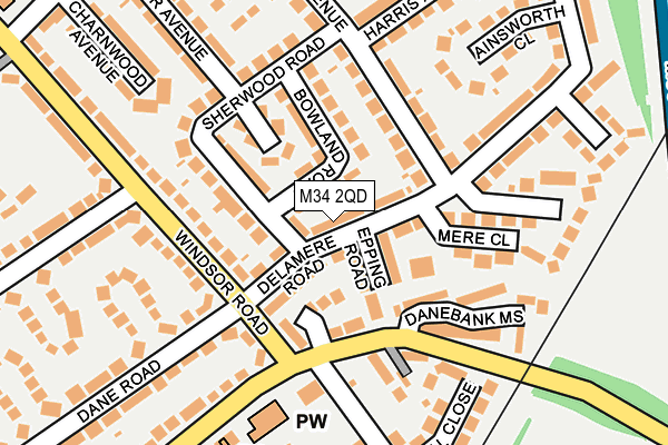 M34 2QD map - OS OpenMap – Local (Ordnance Survey)