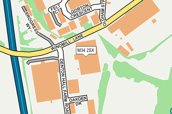 M34 2SX map - OS OpenMap – Local (Ordnance Survey)
