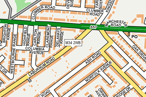 M34 2WB map - OS OpenMap – Local (Ordnance Survey)