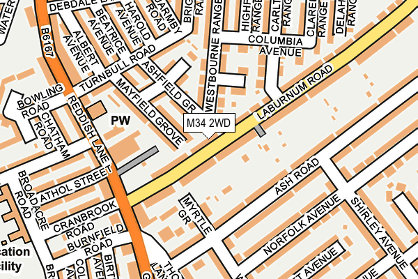 M34 2WD map - OS OpenMap – Local (Ordnance Survey)