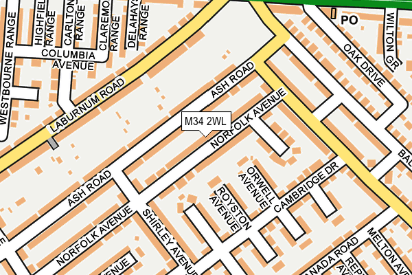 M34 2WL map - OS OpenMap – Local (Ordnance Survey)