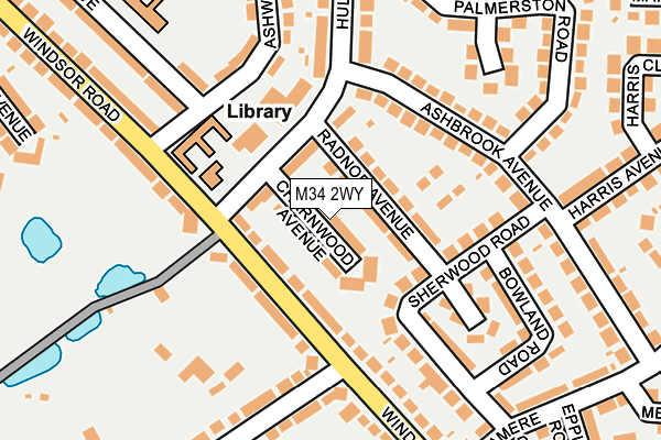 M34 2WY map - OS OpenMap – Local (Ordnance Survey)