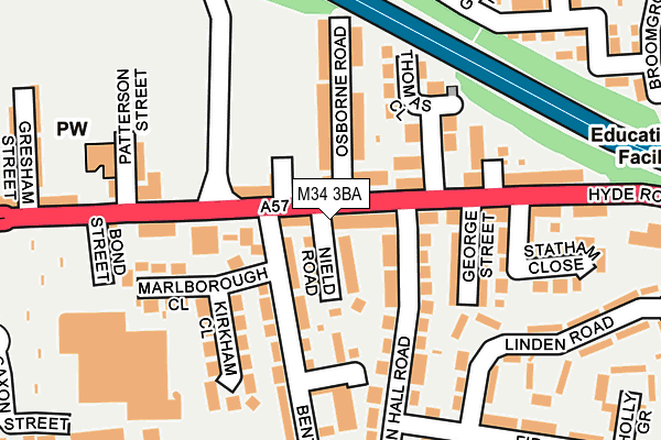 M34 3BA map - OS OpenMap – Local (Ordnance Survey)
