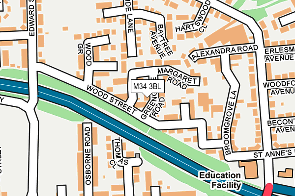 M34 3BL map - OS OpenMap – Local (Ordnance Survey)