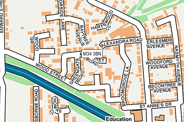 M34 3BN map - OS OpenMap – Local (Ordnance Survey)