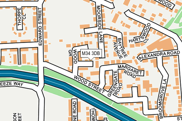 M34 3DB map - OS OpenMap – Local (Ordnance Survey)