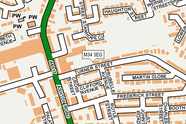 M34 3EG map - OS OpenMap – Local (Ordnance Survey)