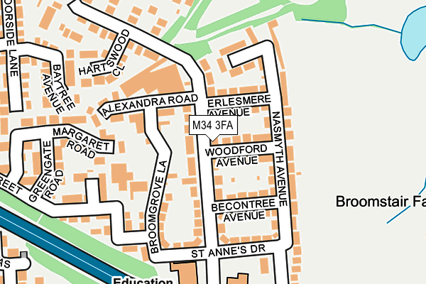 M34 3FA map - OS OpenMap – Local (Ordnance Survey)