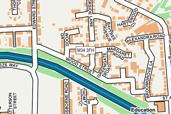 M34 3FH map - OS OpenMap – Local (Ordnance Survey)