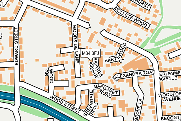 M34 3FJ map - OS OpenMap – Local (Ordnance Survey)