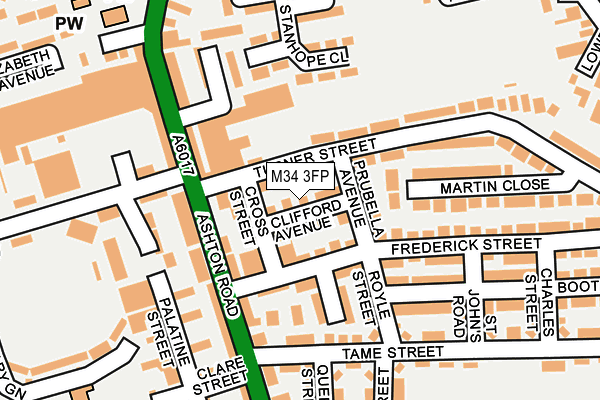 M34 3FP map - OS OpenMap – Local (Ordnance Survey)