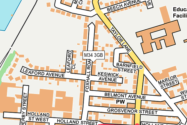 M34 3GB map - OS OpenMap – Local (Ordnance Survey)