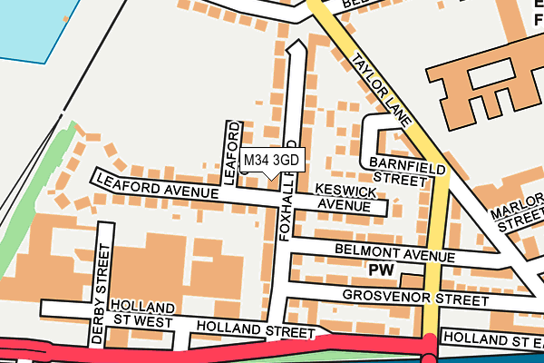 M34 3GD map - OS OpenMap – Local (Ordnance Survey)