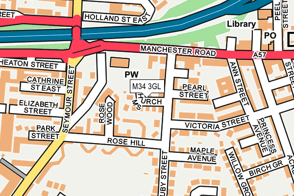 M34 3GL map - OS OpenMap – Local (Ordnance Survey)