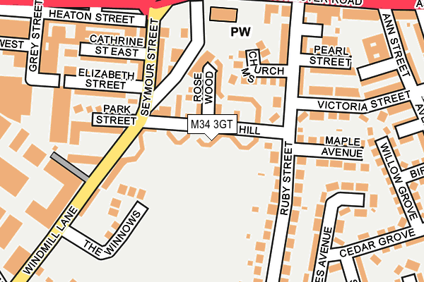 M34 3GT map - OS OpenMap – Local (Ordnance Survey)