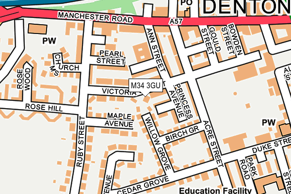 M34 3GU map - OS OpenMap – Local (Ordnance Survey)
