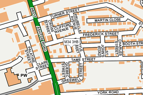M34 3HB map - OS OpenMap – Local (Ordnance Survey)