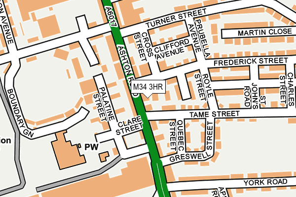 M34 3HR map - OS OpenMap – Local (Ordnance Survey)