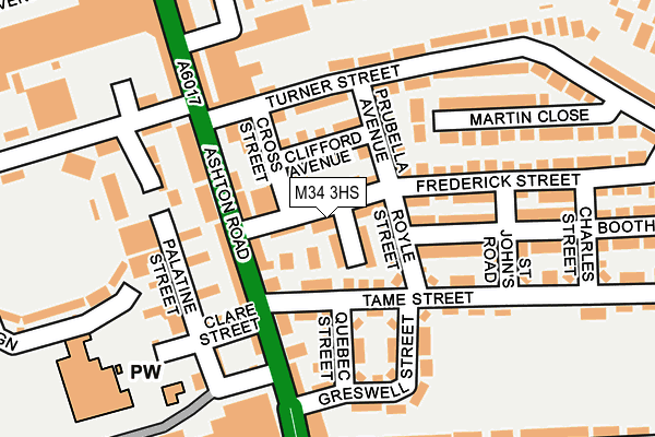 M34 3HS map - OS OpenMap – Local (Ordnance Survey)