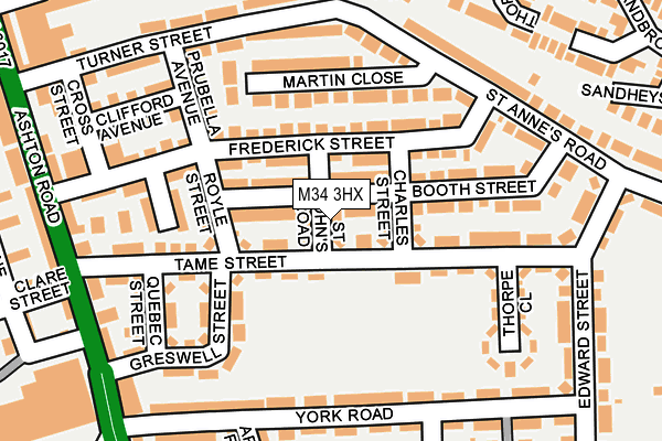 M34 3HX map - OS OpenMap – Local (Ordnance Survey)
