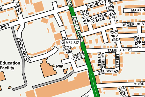 M34 3JZ map - OS OpenMap – Local (Ordnance Survey)