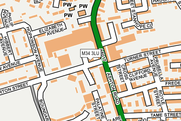 M34 3LU map - OS OpenMap – Local (Ordnance Survey)