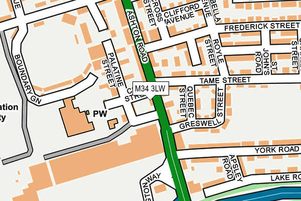 M34 3LW map - OS OpenMap – Local (Ordnance Survey)