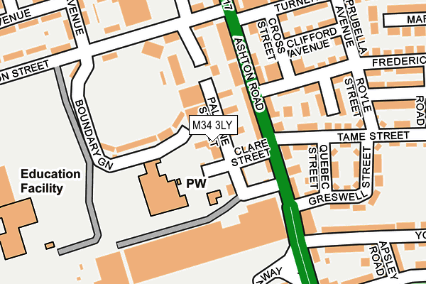 M34 3LY map - OS OpenMap – Local (Ordnance Survey)
