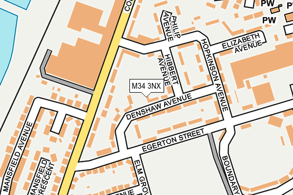 M34 3NX map - OS OpenMap – Local (Ordnance Survey)