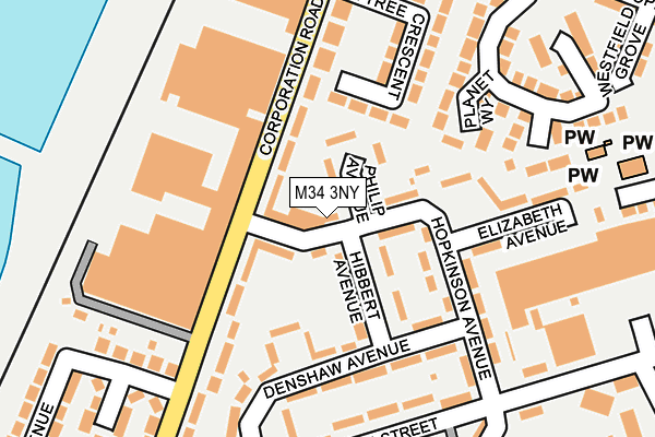 M34 3NY map - OS OpenMap – Local (Ordnance Survey)