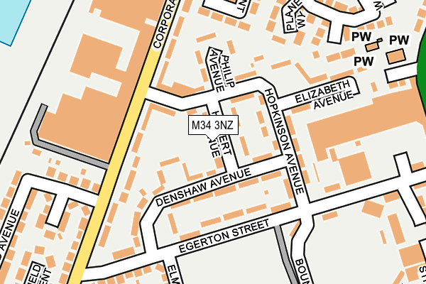 M34 3NZ map - OS OpenMap – Local (Ordnance Survey)