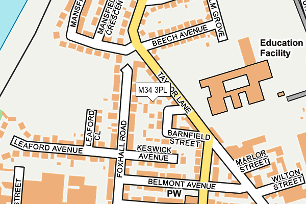 M34 3PL map - OS OpenMap – Local (Ordnance Survey)