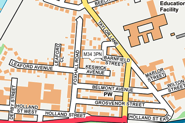 M34 3PN map - OS OpenMap – Local (Ordnance Survey)