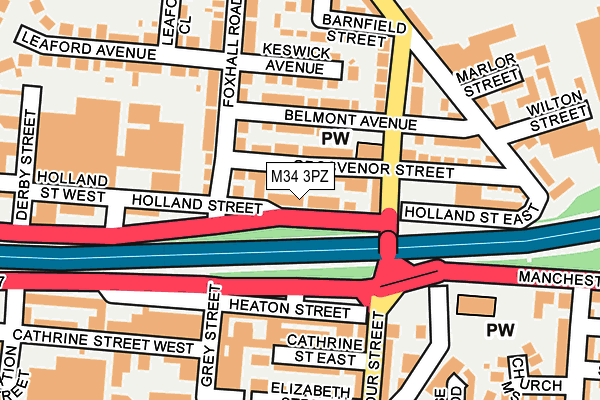 M34 3PZ map - OS OpenMap – Local (Ordnance Survey)