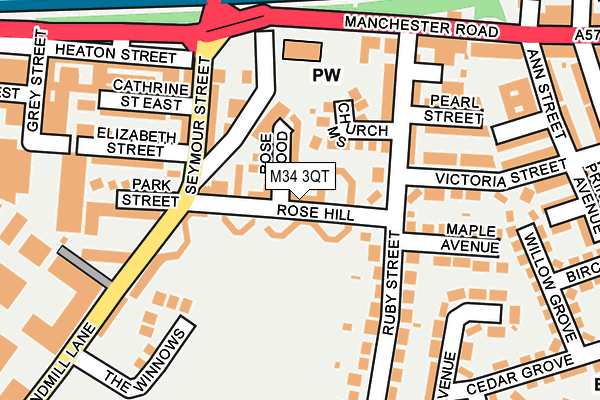 M34 3QT map - OS OpenMap – Local (Ordnance Survey)