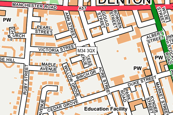 M34 3QX map - OS OpenMap – Local (Ordnance Survey)