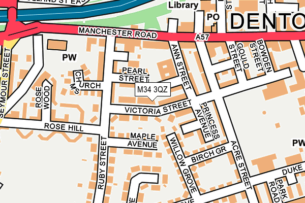 M34 3QZ map - OS OpenMap – Local (Ordnance Survey)