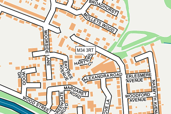 M34 3RT map - OS OpenMap – Local (Ordnance Survey)