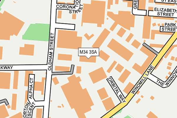 M34 3SA map - OS OpenMap – Local (Ordnance Survey)