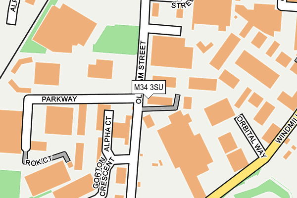 M34 3SU map - OS OpenMap – Local (Ordnance Survey)