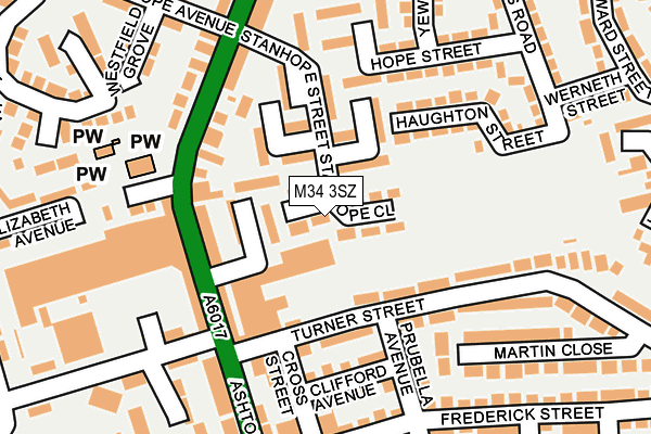 M34 3SZ map - OS OpenMap – Local (Ordnance Survey)