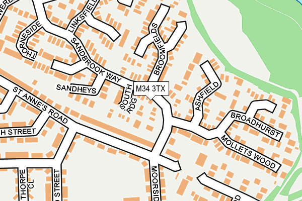 M34 3TX map - OS OpenMap – Local (Ordnance Survey)