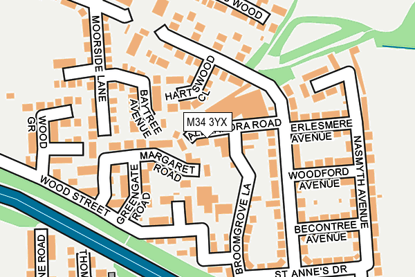 M34 3YX map - OS OpenMap – Local (Ordnance Survey)