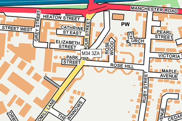 M34 3ZA map - OS OpenMap – Local (Ordnance Survey)