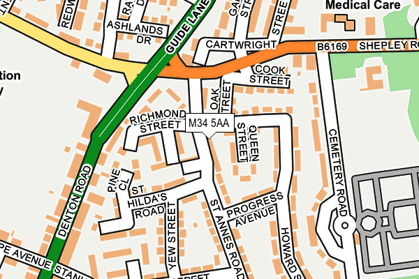 M34 5AA map - OS OpenMap – Local (Ordnance Survey)