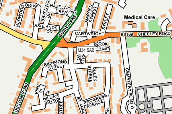 M34 5AB map - OS OpenMap – Local (Ordnance Survey)