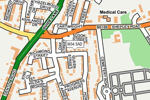 M34 5AD map - OS OpenMap – Local (Ordnance Survey)